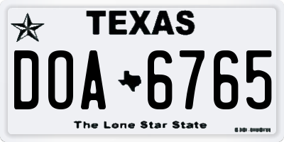 TX license plate DOA6765