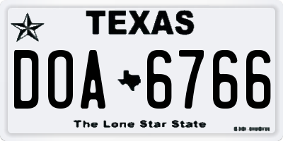 TX license plate DOA6766