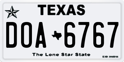 TX license plate DOA6767