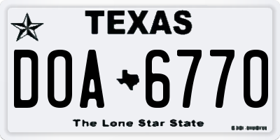 TX license plate DOA6770