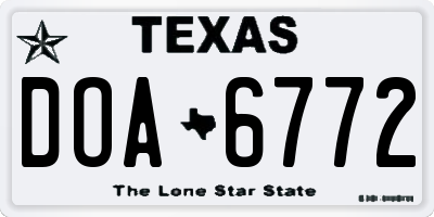 TX license plate DOA6772
