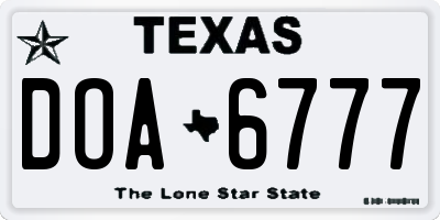 TX license plate DOA6777