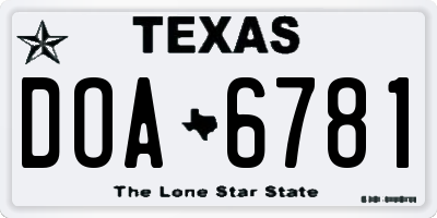 TX license plate DOA6781