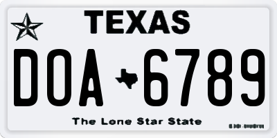 TX license plate DOA6789