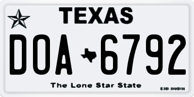 TX license plate DOA6792