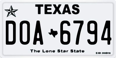 TX license plate DOA6794