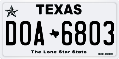 TX license plate DOA6803