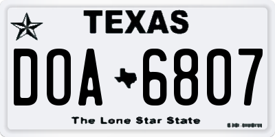 TX license plate DOA6807