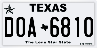 TX license plate DOA6810