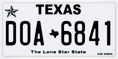 TX license plate DOA6841