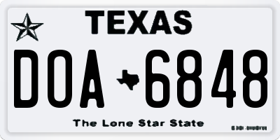 TX license plate DOA6848