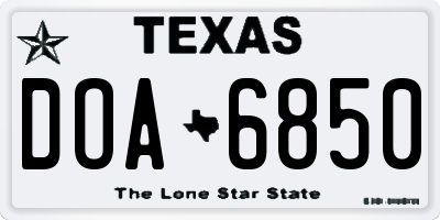 TX license plate DOA6850