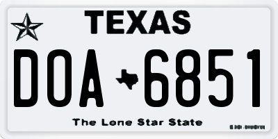 TX license plate DOA6851