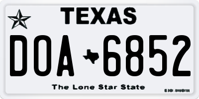 TX license plate DOA6852