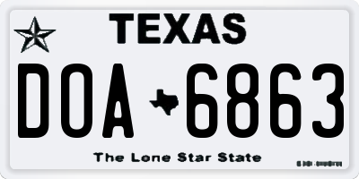 TX license plate DOA6863