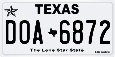 TX license plate DOA6872