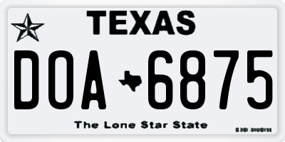 TX license plate DOA6875