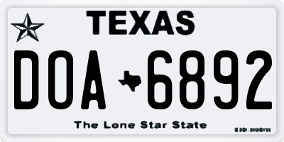 TX license plate DOA6892