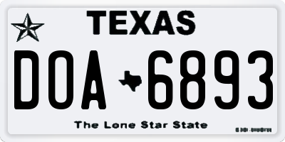 TX license plate DOA6893