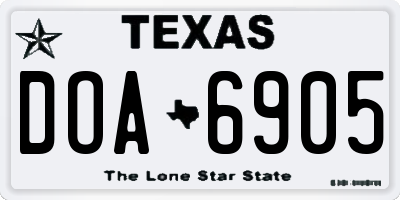 TX license plate DOA6905