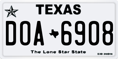 TX license plate DOA6908