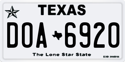 TX license plate DOA6920