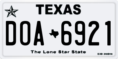 TX license plate DOA6921