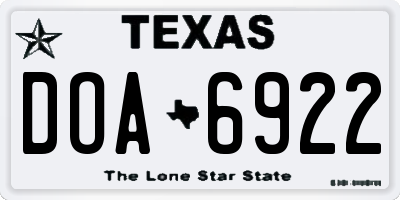 TX license plate DOA6922