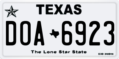 TX license plate DOA6923
