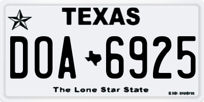 TX license plate DOA6925