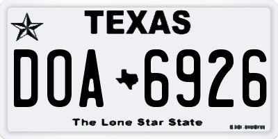 TX license plate DOA6926