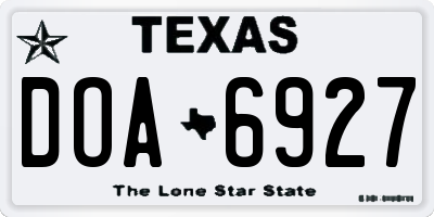 TX license plate DOA6927