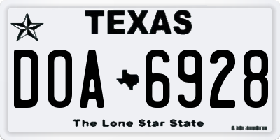 TX license plate DOA6928