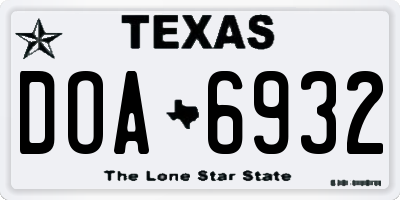 TX license plate DOA6932