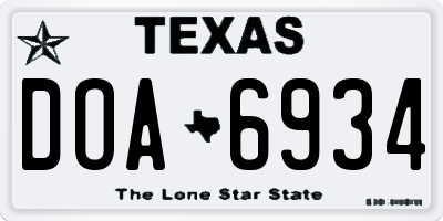 TX license plate DOA6934
