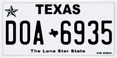 TX license plate DOA6935