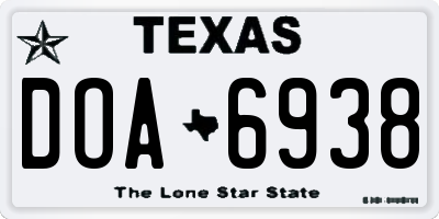 TX license plate DOA6938