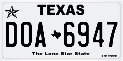 TX license plate DOA6947