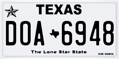 TX license plate DOA6948