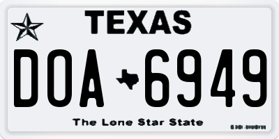 TX license plate DOA6949
