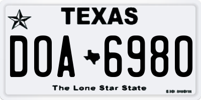 TX license plate DOA6980