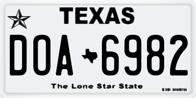 TX license plate DOA6982