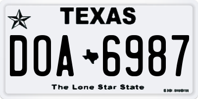 TX license plate DOA6987