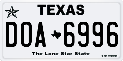 TX license plate DOA6996