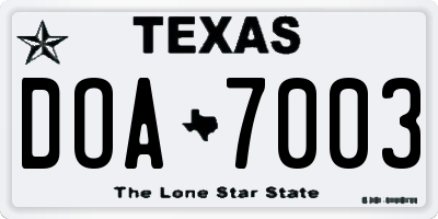 TX license plate DOA7003