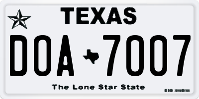 TX license plate DOA7007