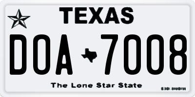 TX license plate DOA7008