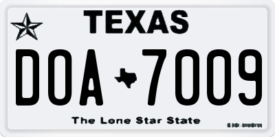 TX license plate DOA7009