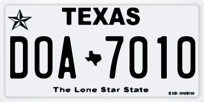 TX license plate DOA7010
