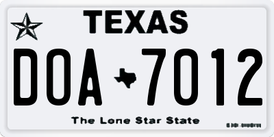 TX license plate DOA7012